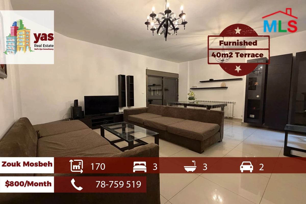 Zouk Mosbeh 170m2 | 40m2 Terrace | Rent | Furnished | High End | EH/EL