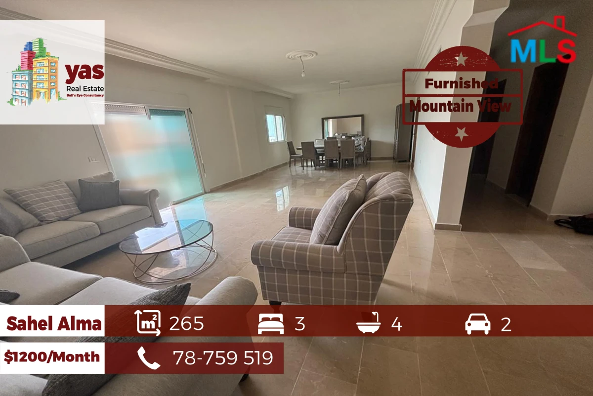 Sahel Alma 265m2 | Furnished | Rent | Mountain View | Quiet | EH/IV