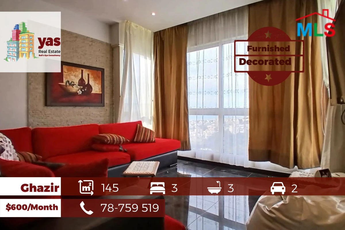 Ghazir 145m2 | Furnished | Rent | Prime Location | Calm Area | IV