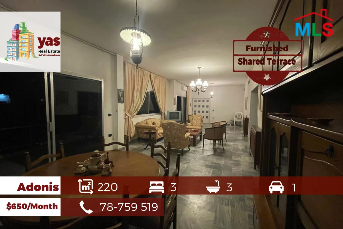 Adonis 220m2 | Rent | Furnished | Shared Terrace | Sea & City View |JA