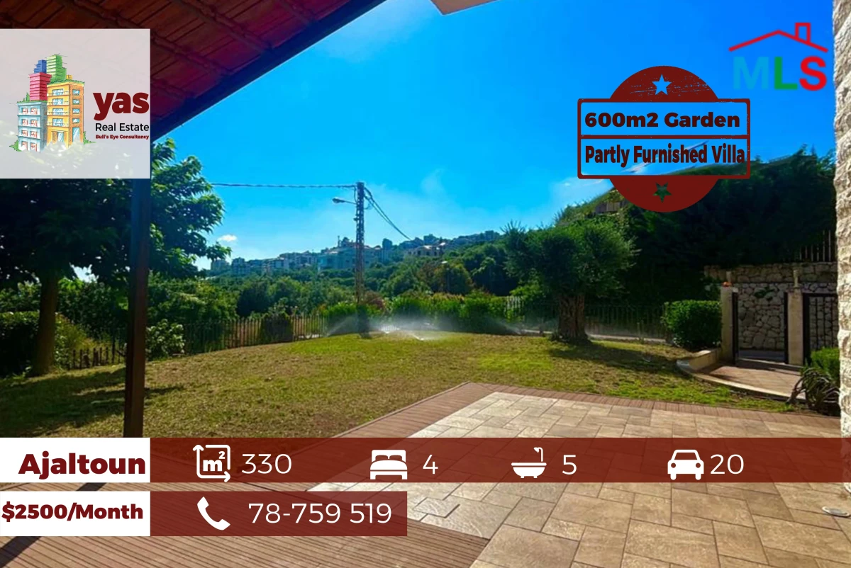 Ajaltoun 330m2 | 600m2 Garden | Semi Furnished Villa | Rent | KS