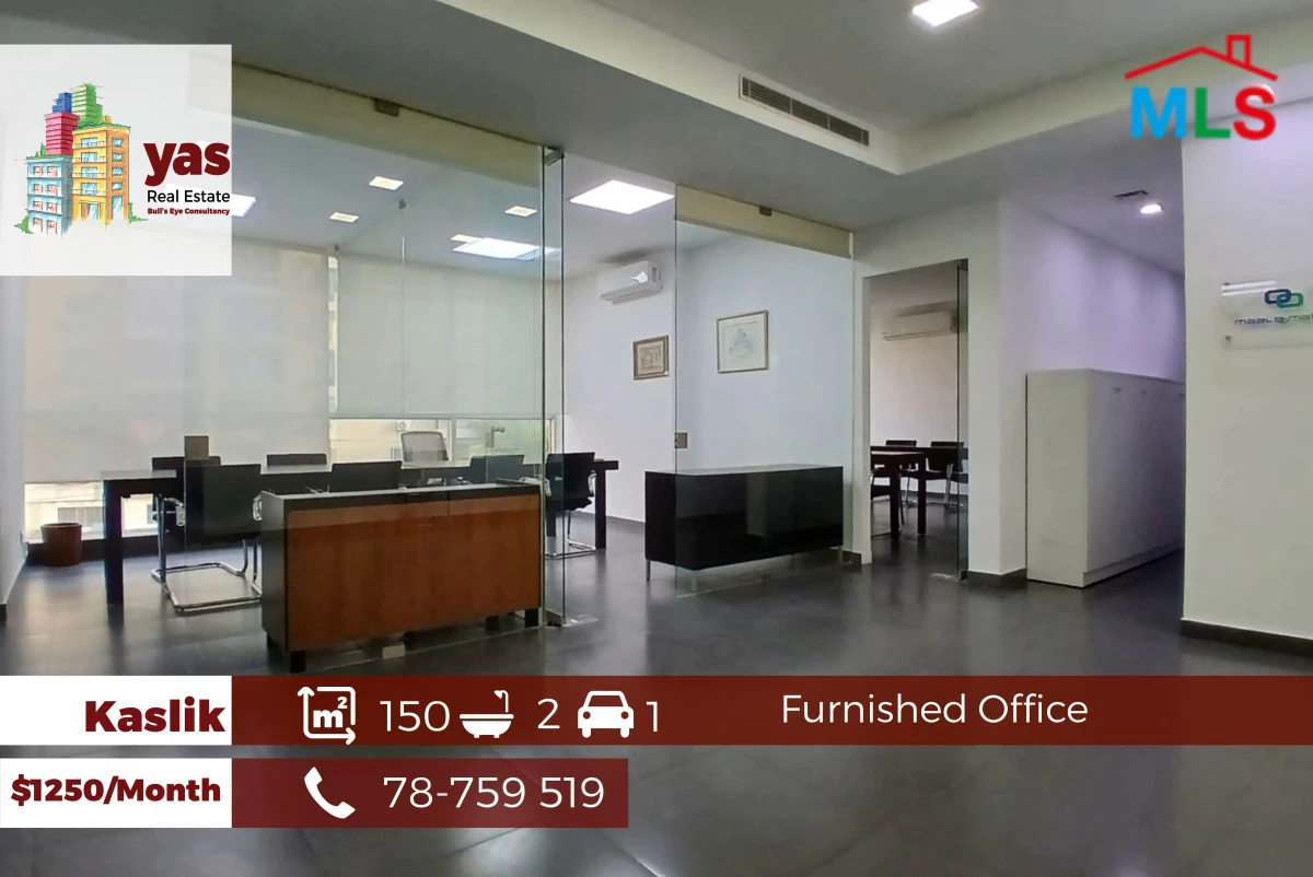 Kaslik 150m2 | Furnished Office | Rent | Prime Location | IV/EH