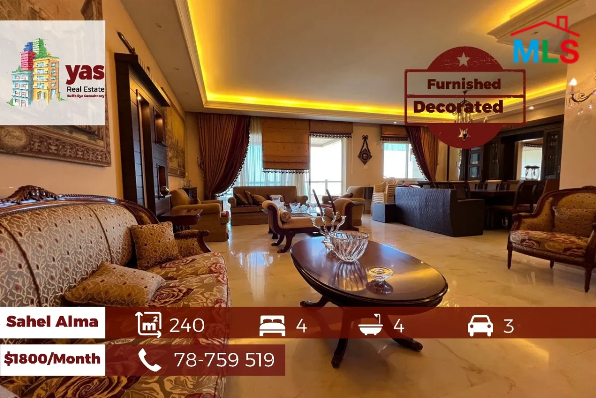 Sahel Alma 240m2 | Furnished | Rent | Decorated | Calm Street | EH/YV