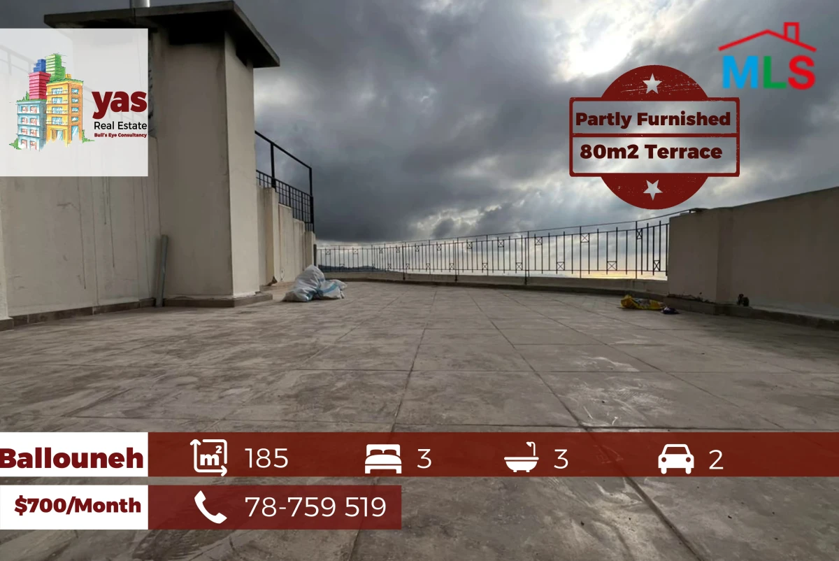 Ballouneh 185m2 | 80m2 Terrace | Partly Furnished | View | KG/TYT