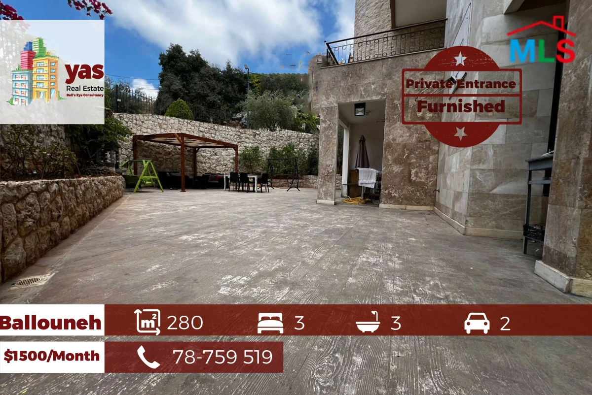 Ballouneh 280m2 | 250m2 Terrace | Furnished | Rent | KS/AJ