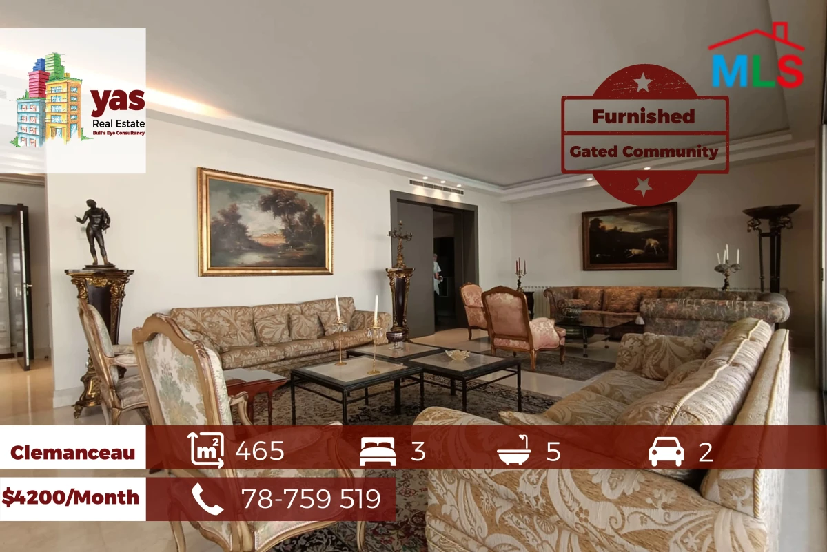 Clemanceau 465m2 | Furnished | Gated Community | Calm Area | AA/TT