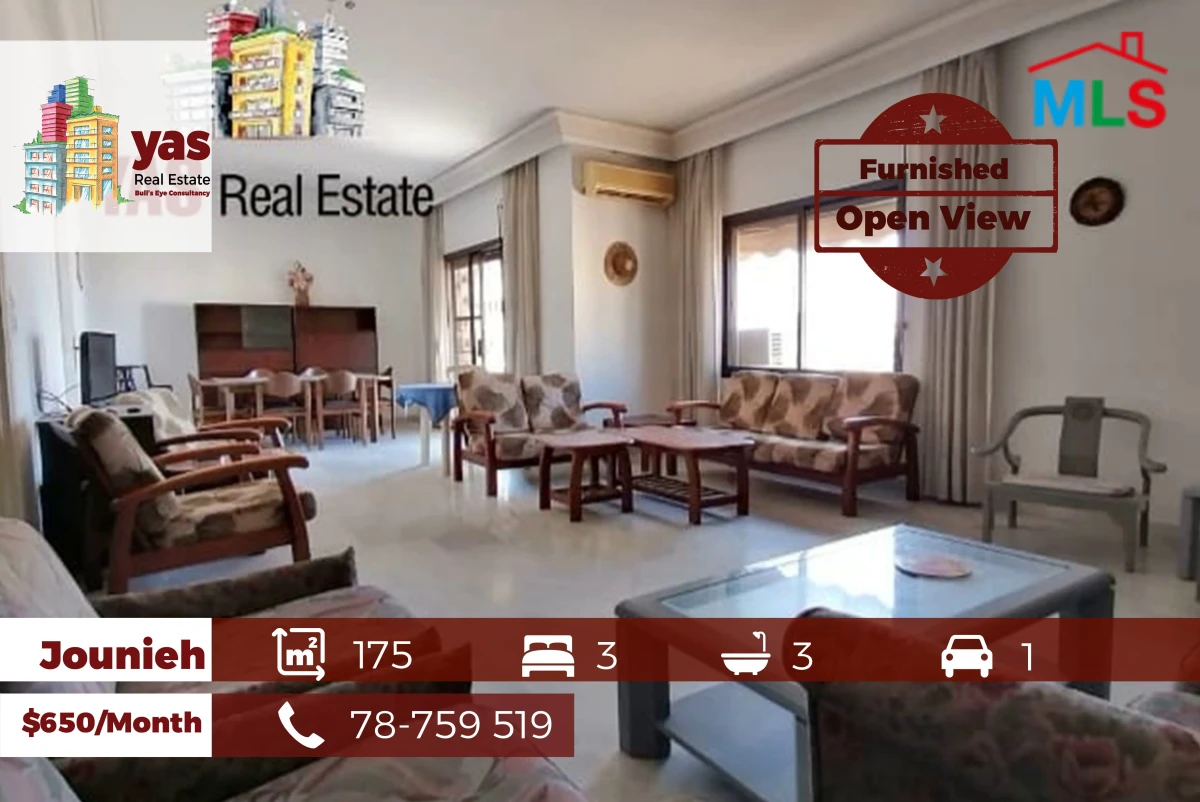Jounieh 175m2 | Well Maintained | Open View | Rent | Furnished | EH/YV