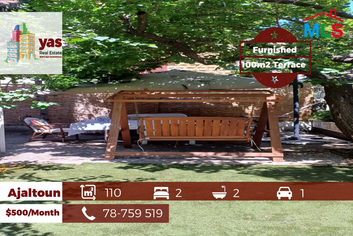 Ajaltoun 110m2 | 100m2 Terrace | Furnsihed | Rent | Well Maintained|DA
