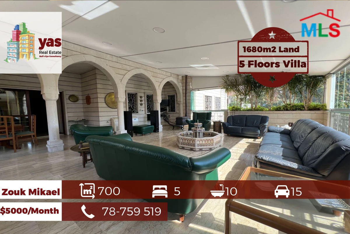 Zouk Mikael 700m2 | 1680m2 Land | 5 Floors Villa | Furnished | EH