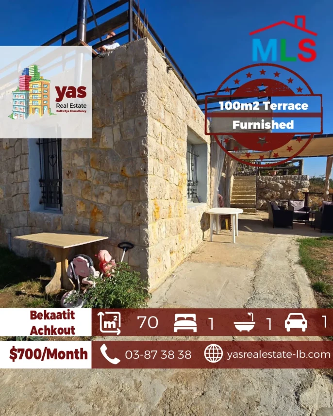 Bekaatit Achkout 70m2 | 100m2 Terrace | Furnished | Standalone | DA