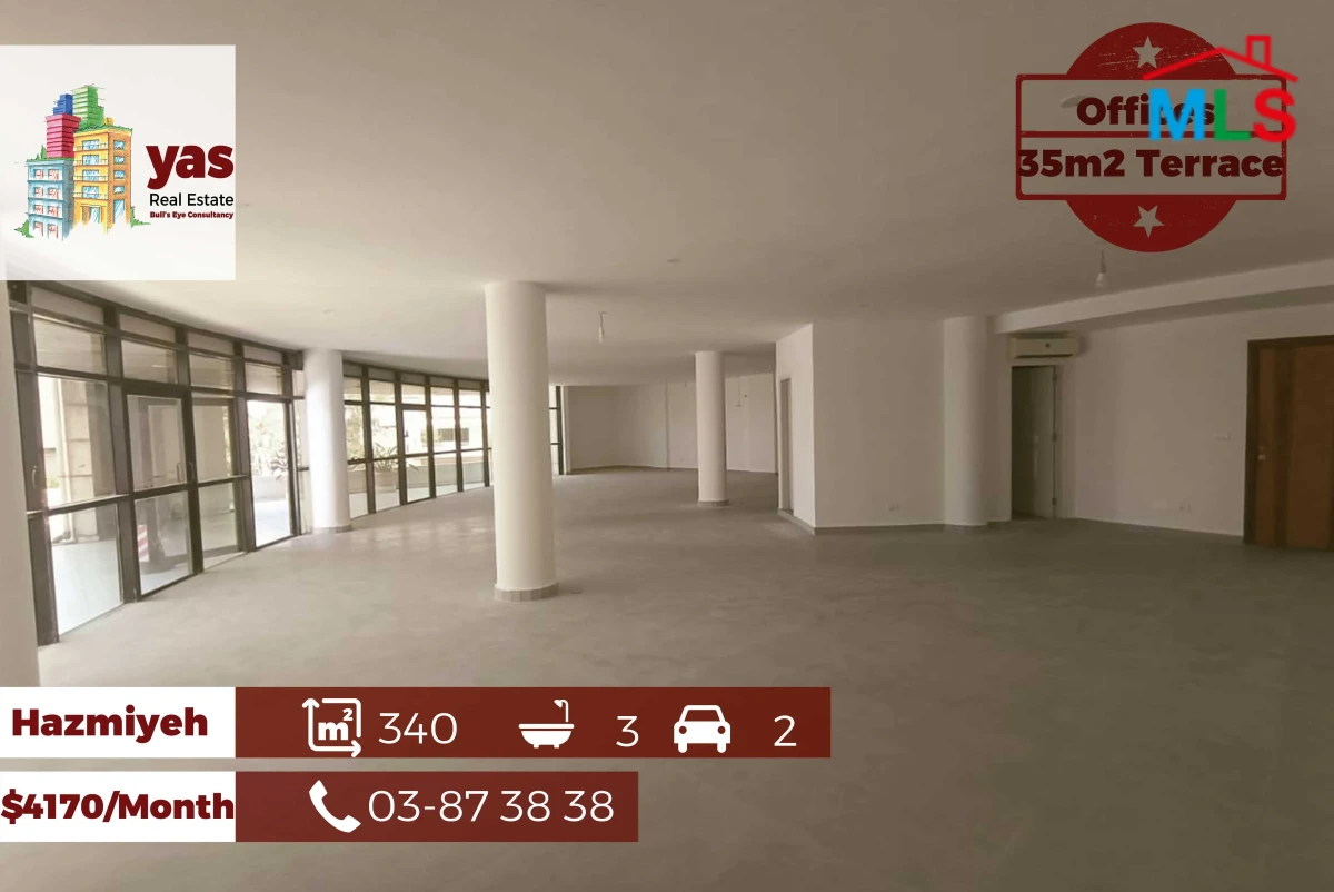 Hazmiyeh 340m2 | 35m2 Terrace | Offices | Rent | Prime Location |AA/EB