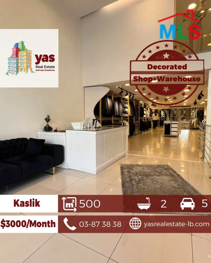 Kaslik 500m2 | Shop for Rent | Active Street | Ideal Investment | EH