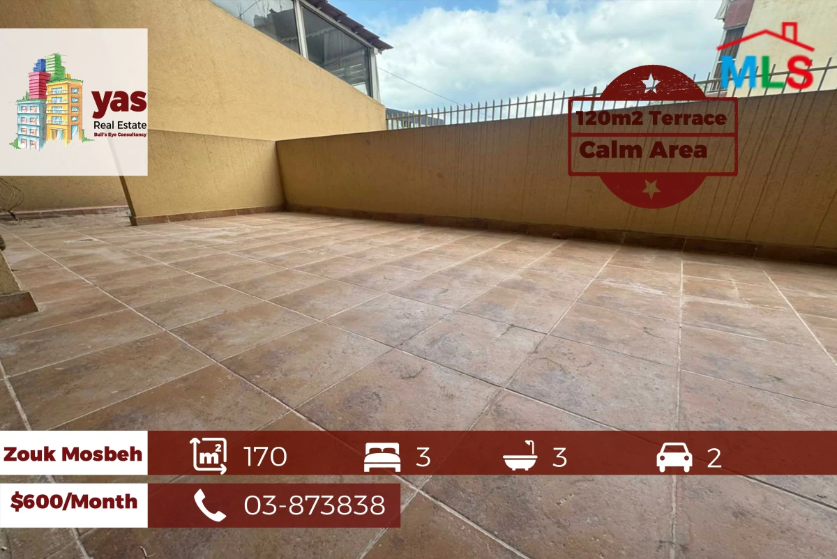 Zouk Mosbeh 170m2 | 120m2 Terrace | Rent | Excellent Condition | EL