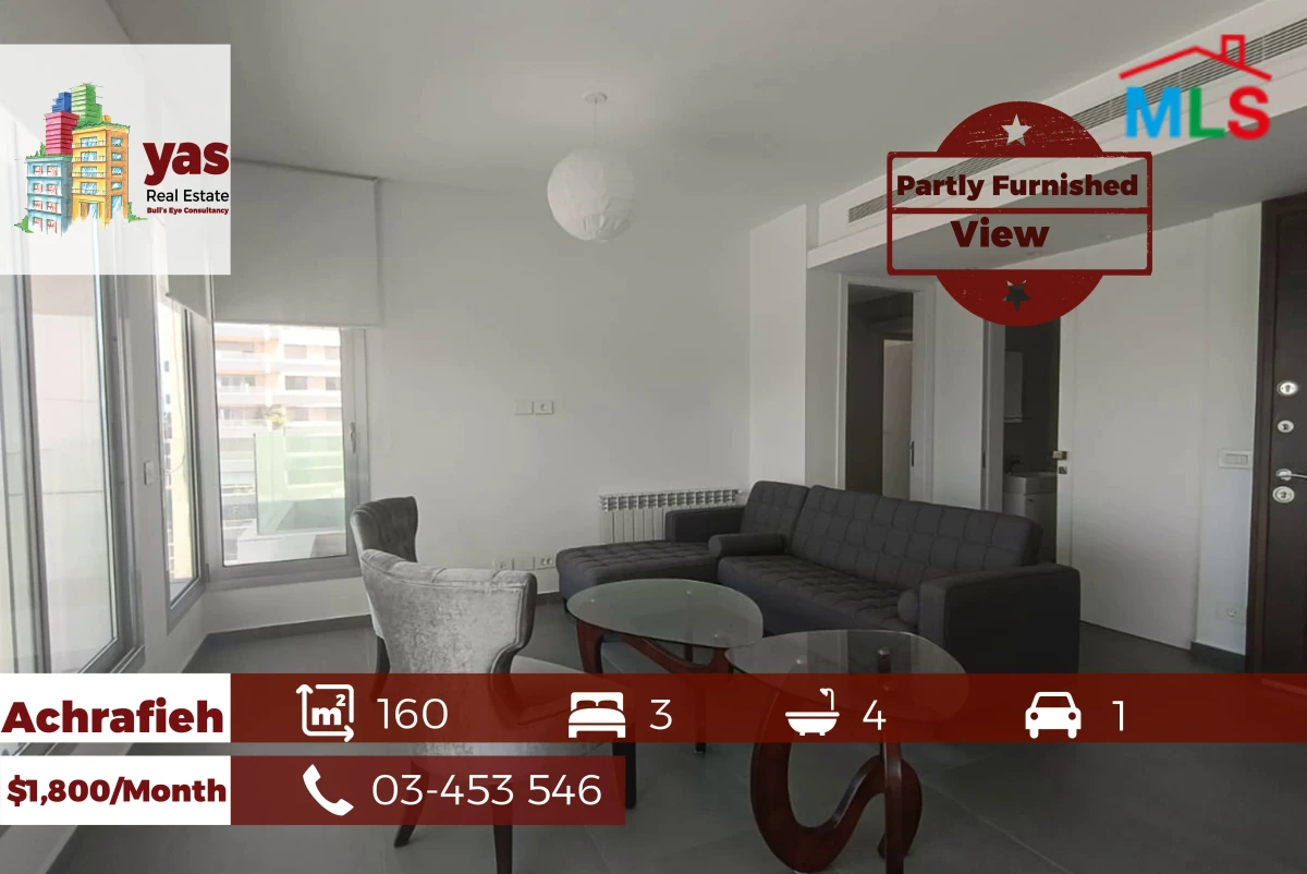 Achrafieh 160m2 | Partly furnished | luxury | Sea View | Rent | AA/MA