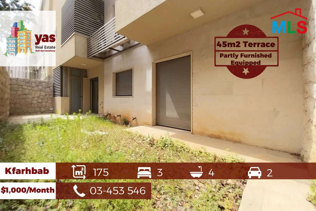 Kfarhbab 175m2 | 45m2 Garden | Rent | Partly Furnished | Calm Area |IV