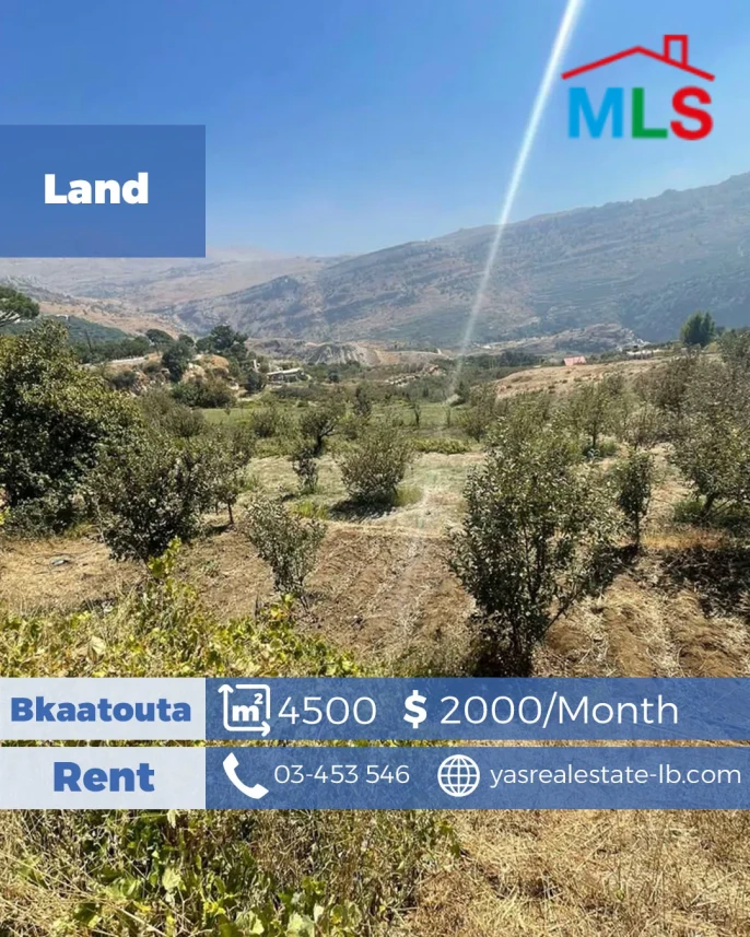 Bkaatouta 4500m2 | Rent |Residential Land | Coeff 30/60 | Calm Area|DA