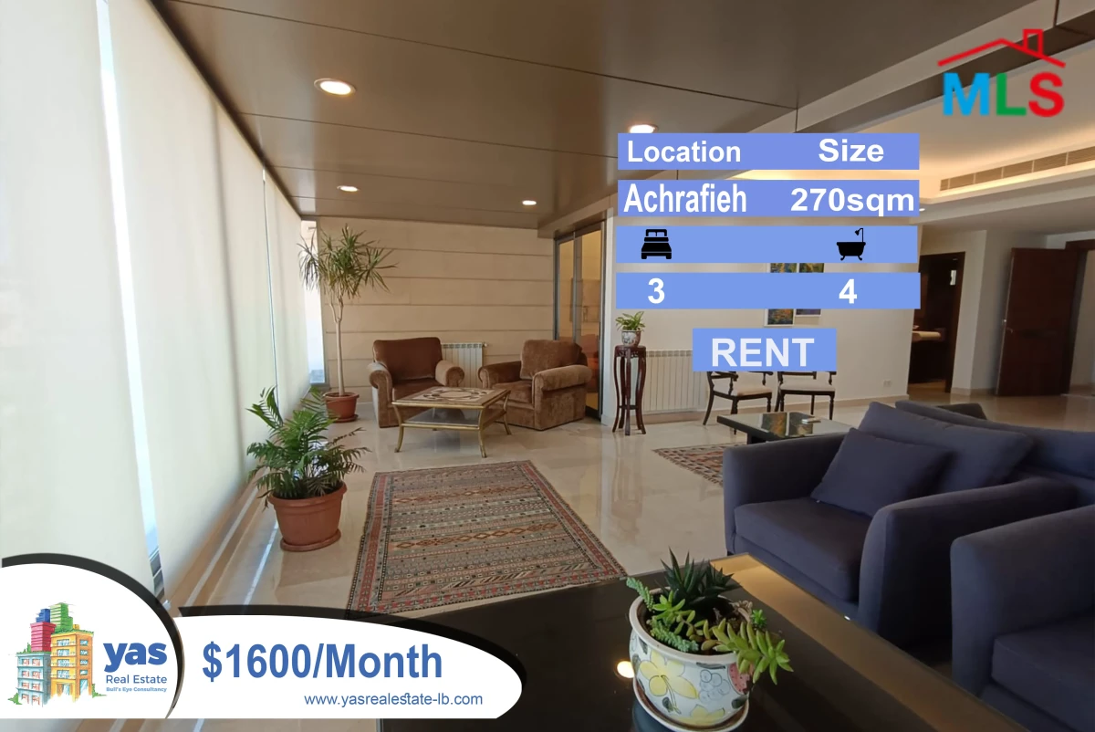 Achrafieh 270m2 | Prime Location | High End | Furnished | Rent