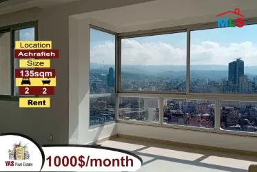 Achrafieh 135m2 | Rent | Brand New | City View | Accessible | PA
