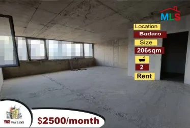 Badaro 206m2 | Rent | Office | Core & Shell | Prime Location | AA/MJ