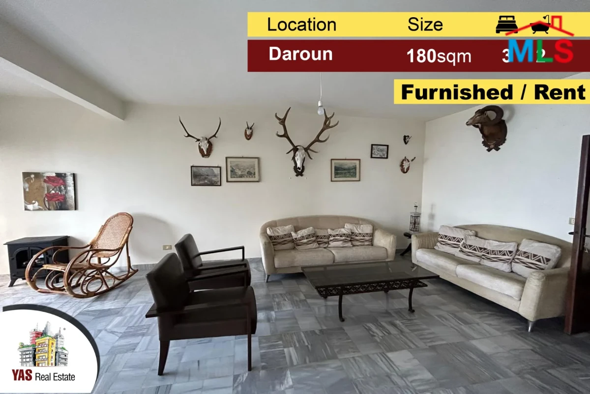 Daroun 180m2 | 100m2 Terrace | Well maintained | Rent | Furnished | YV