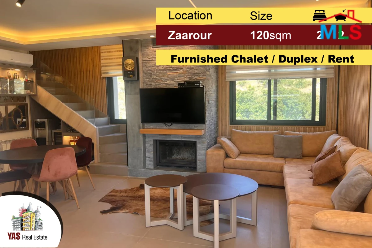 Zaarour Club 120m2 | Duplex Chalet | Furnished | Rent | Luxury | MO