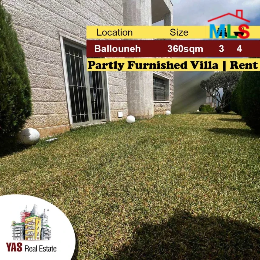 Ballouneh 360m2 | 150m2 Garden | Villa | Rent | Partly Furnished |KS