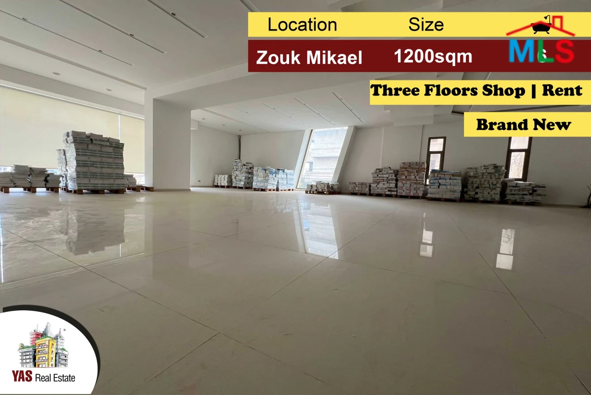 Zouk Mikael 1200m2 | Three Floors Shop | Rent | Brand New | EH