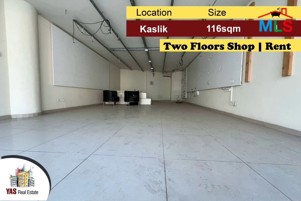 Kaslik 116m2 | Shop For Rent | Two Floors | Accessible Street | EH