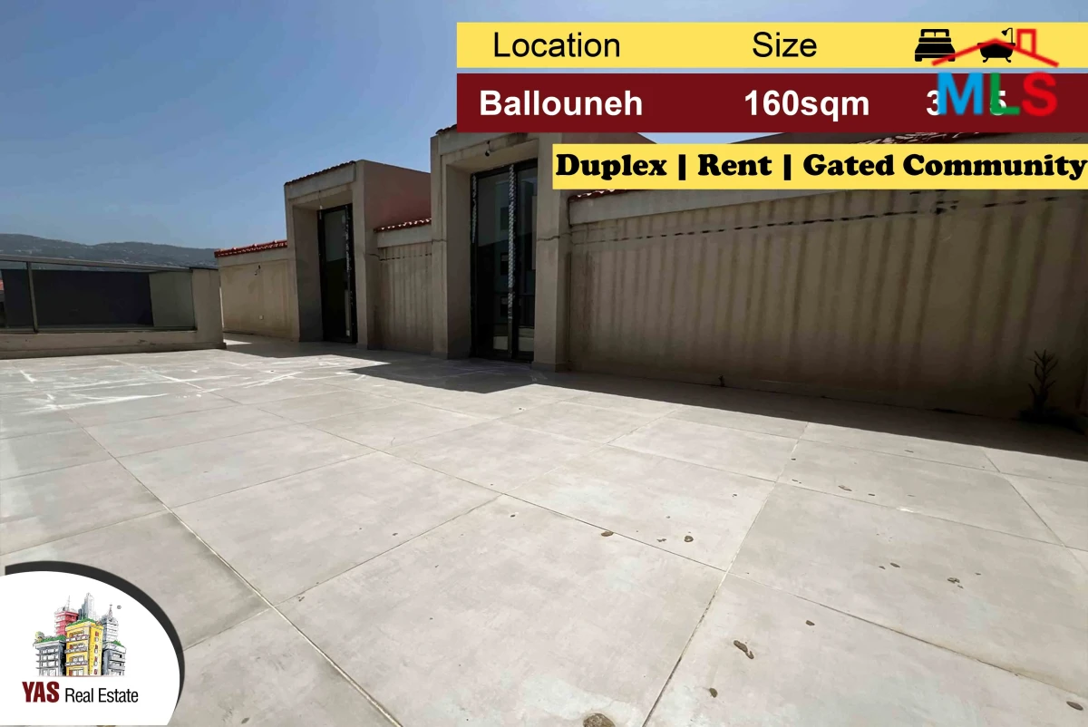Ballouneh 160m2 | 141m2 Terrace | Rent | Duplex | Gated | KS MY