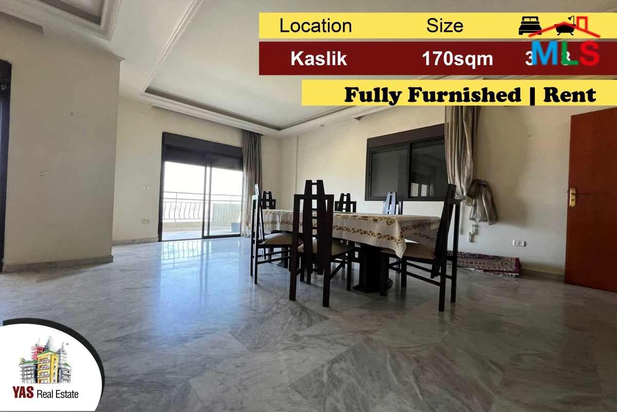 Kaslik 170m2 | Rent | Panoramic View | Furnished | Private Street | EH