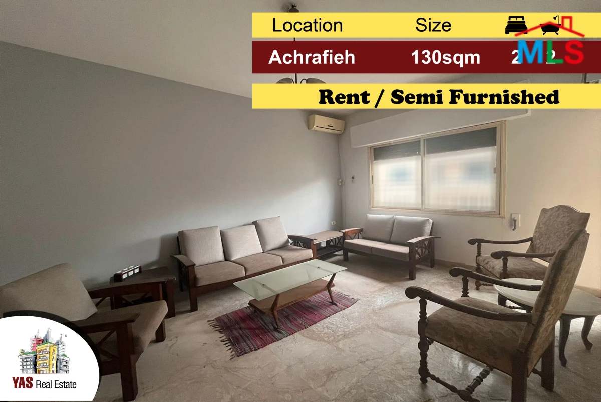 Achrafieh 130m2 | Rent | Partly Furnished | View | Well maintained | L