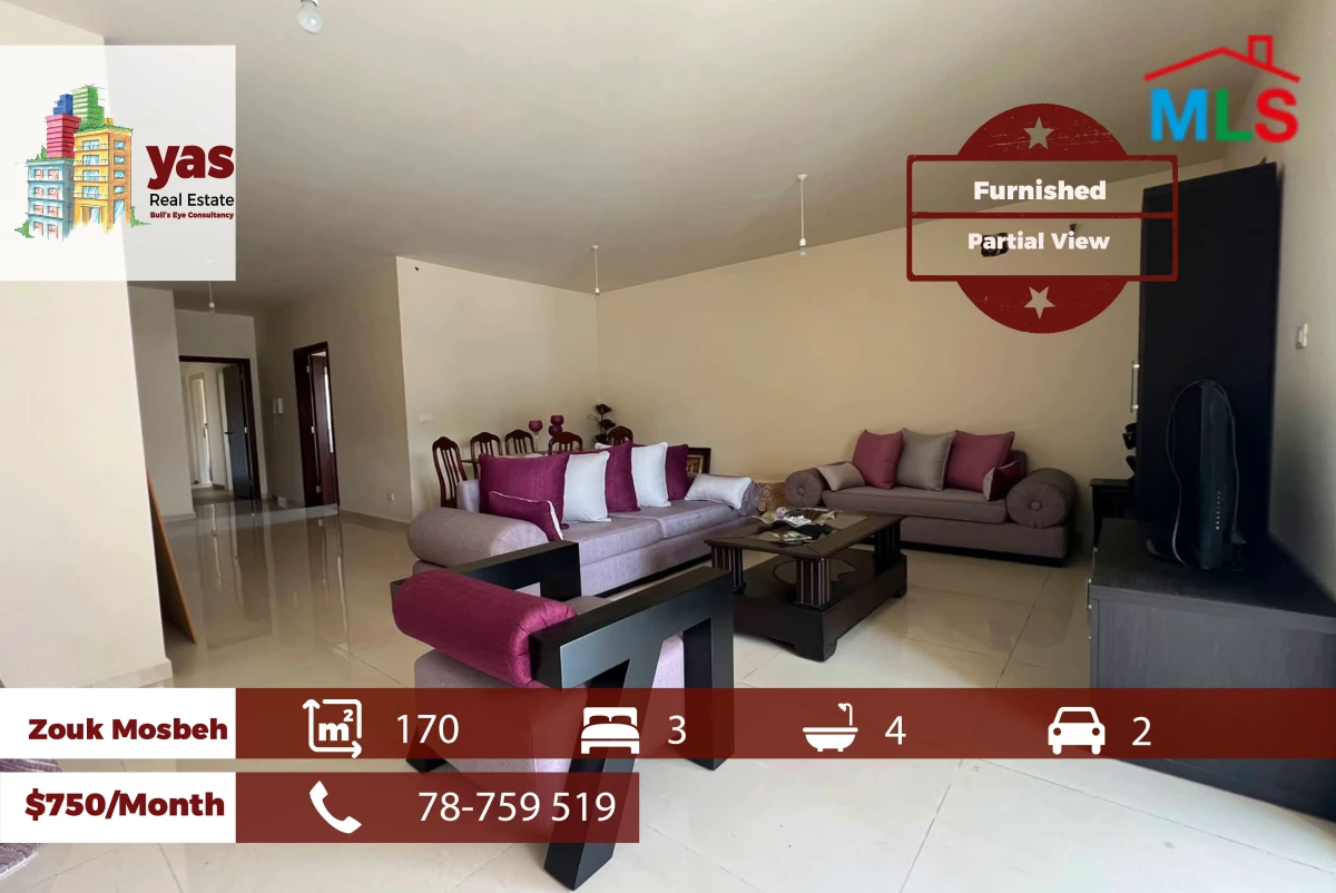 Zouk Mosbeh 170m2 | Furnished | Rent | Partial View | Standard | EH/EL