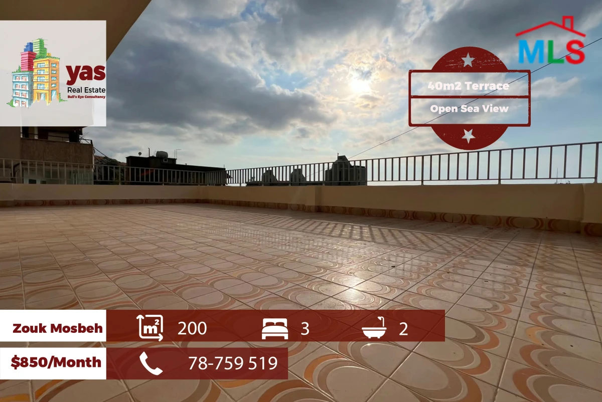 Zouk Mosbeh 200m2 | 40m2 Terrace | Open Sea View | Calm Area | RH