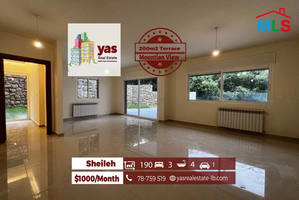 Sheileh 190m2 | 200m2 Terrace | Mountain View | Rent | KS