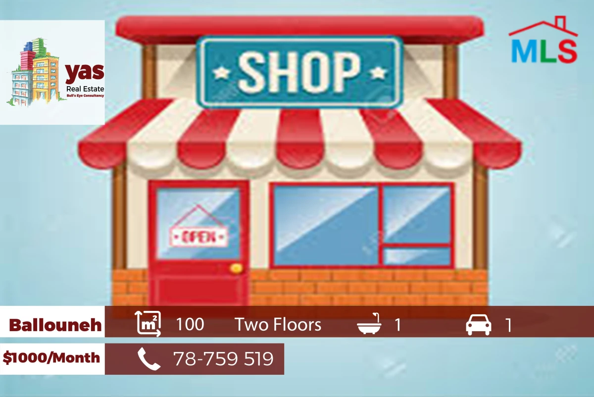 Ballouneh 100m2 | Two Floors Shop | Rent | Prime Location | TYT