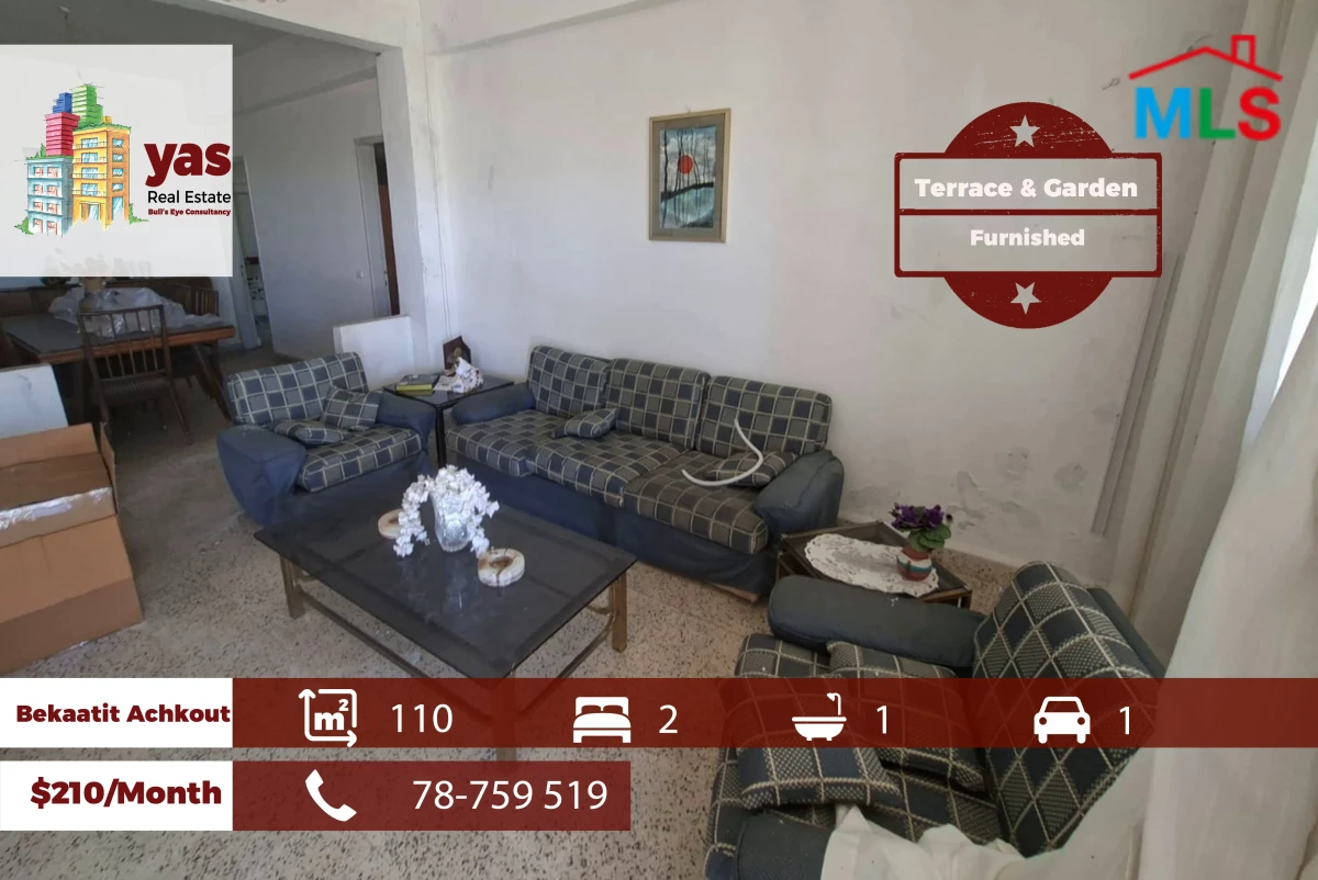 Bekaatit Achkout 110m2 | Furnished | Terrace & Garden | Calm Area | KH