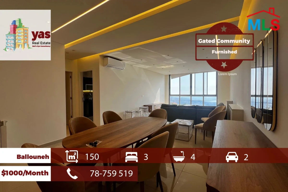 Ballouneh 150m2 | Rent | Furnished | Gated Community | Calm Area | KS