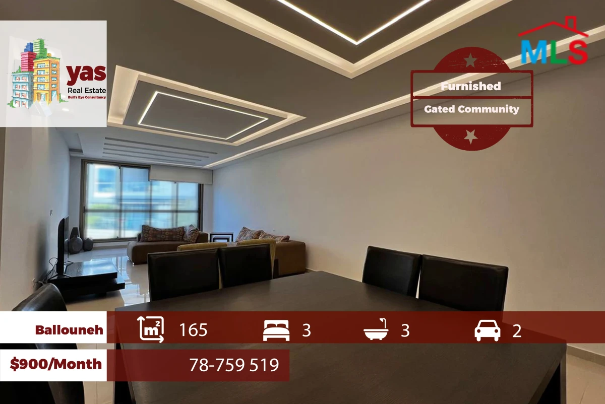 Ballouneh 165m2 | Furnished | Gated Community | Rent | Quiet Street|KS