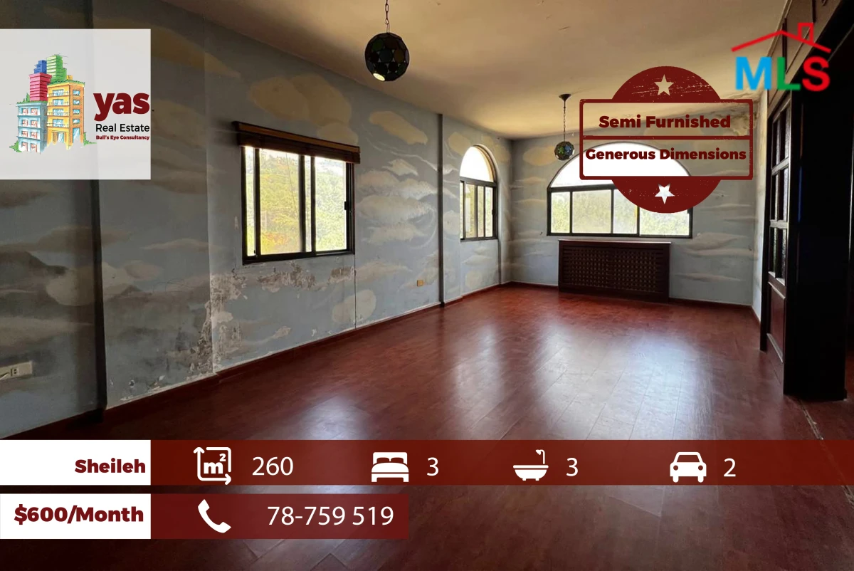 Sheileh 260m2 |Semi Furnished | Rent | Quiet Street | View | KS