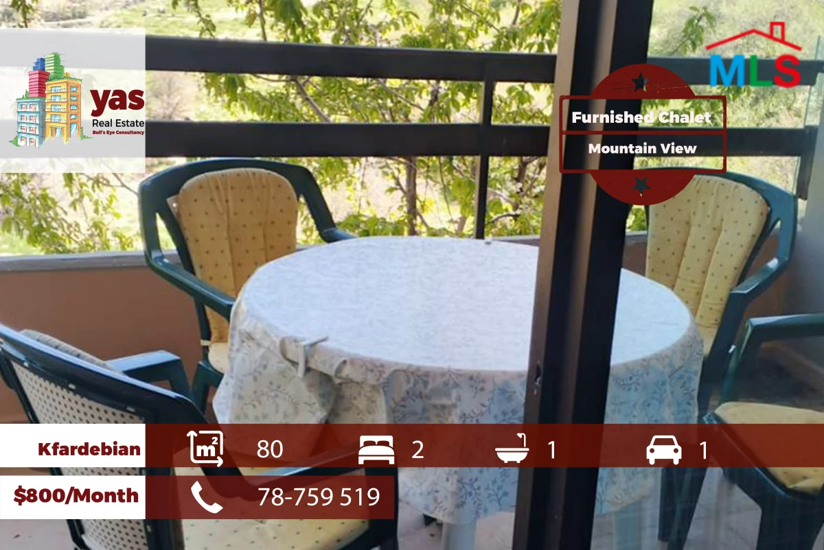 Kfardebian 80m2 | Furnished Chalet | Rent | Mountain View | DA