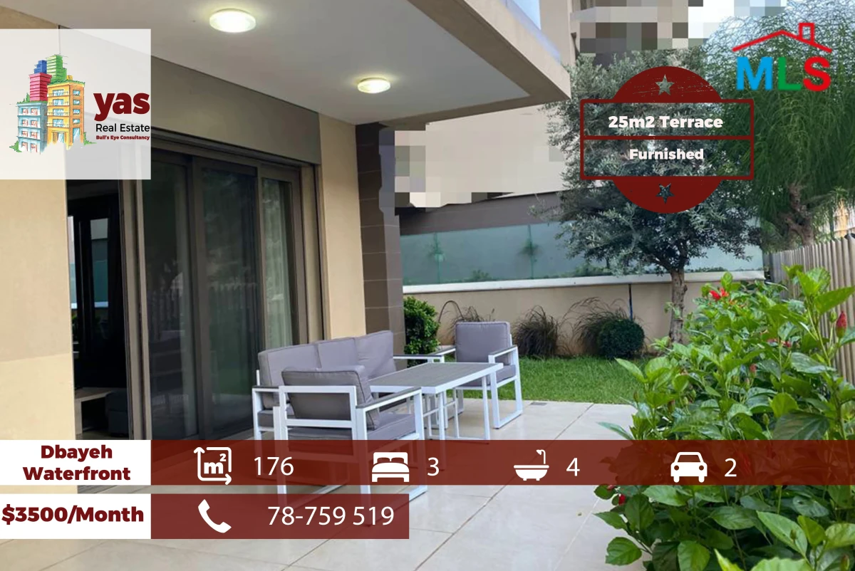 Dbayeh/Waterfront 176m2 | 25m2 Garden/Pool | Furnished | Rent | MJ |