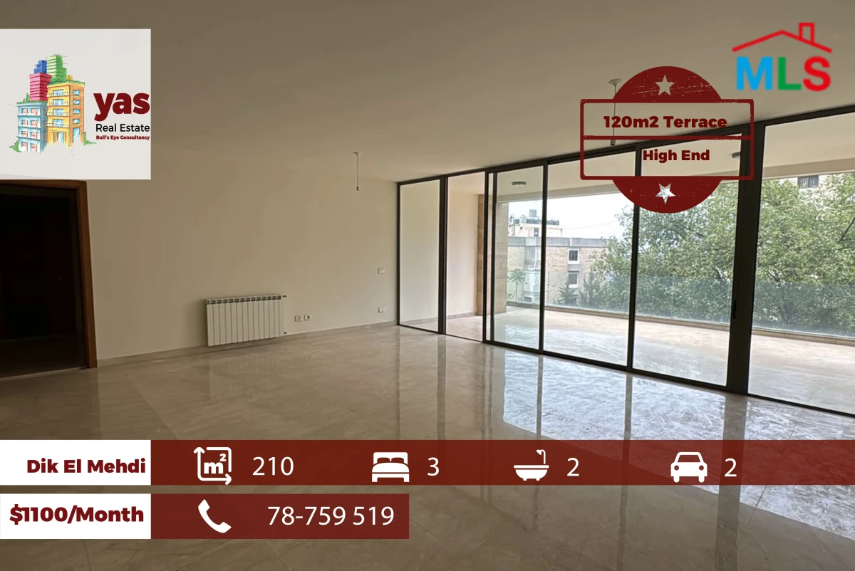 Dik El Mehdi 210m2 | 120m2 Terrace | New | Calm Area | RMK