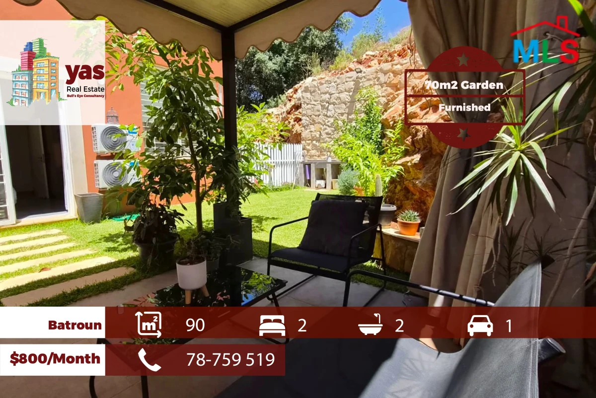 Batroun 90m2 | 70m2 Garden | Rent | Furnished | Prime Location | MCH