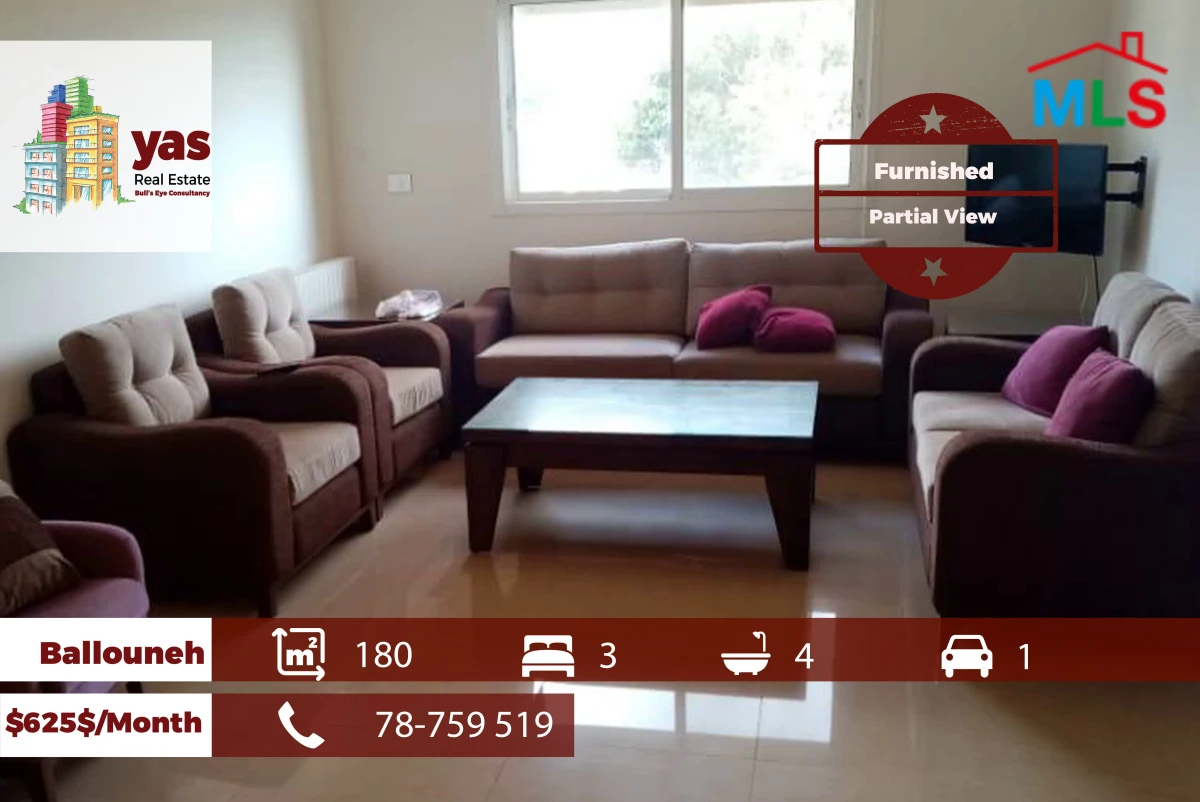 Ballouneh 180m2 | Furnished | Partial Sea View | Prime Location | KS/M