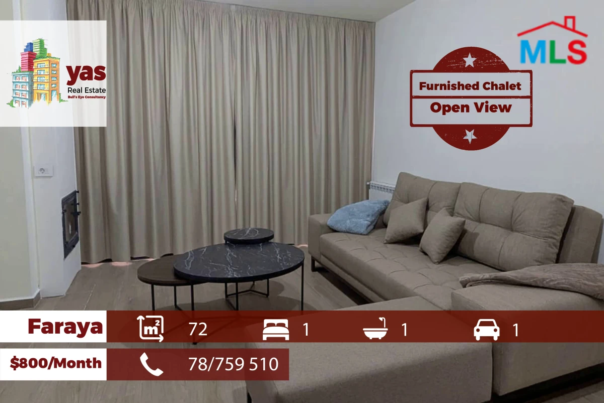 Faraya 72m2 | Furnished Chalet | New Building | Quiet Street | DA