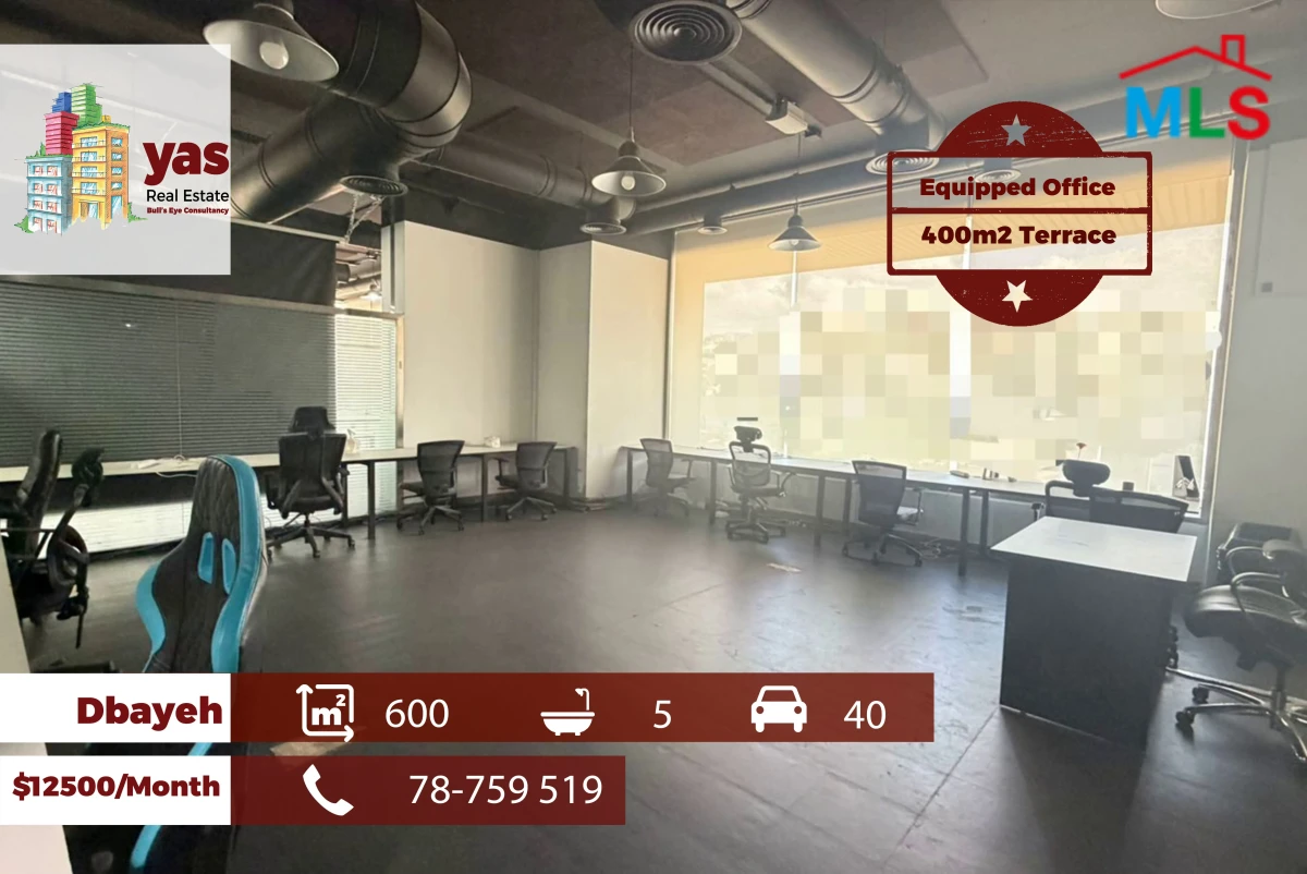Dbayeh 600m2 | 400m2 Terrace | Equipped | Rent | Active Street | MJ