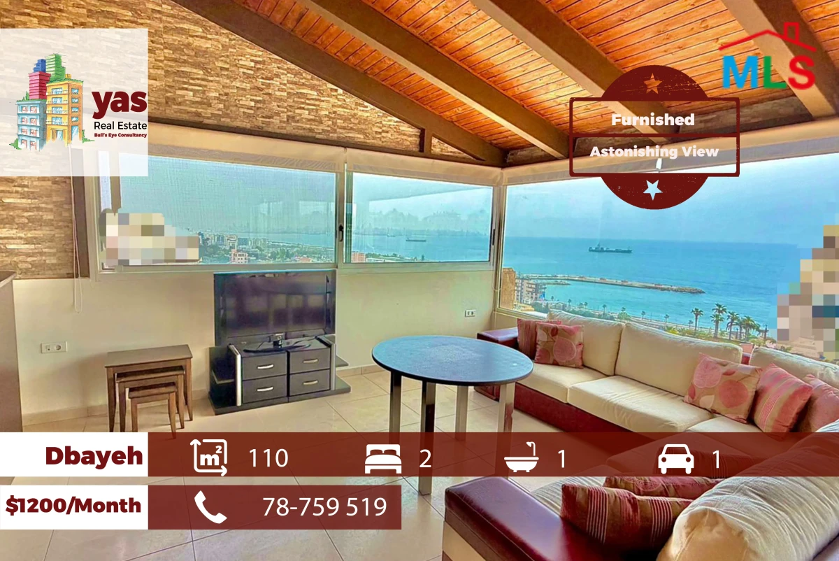 Dbayeh 110m2 | Furnished | Rent | Astonishing Sea View | MJ