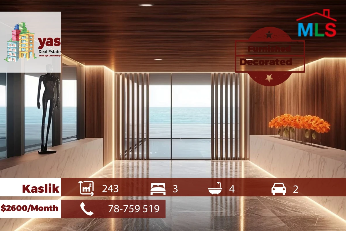 Kaslik/Sarba 243m2 | Rent | Many Floors | Sea View | New |SD