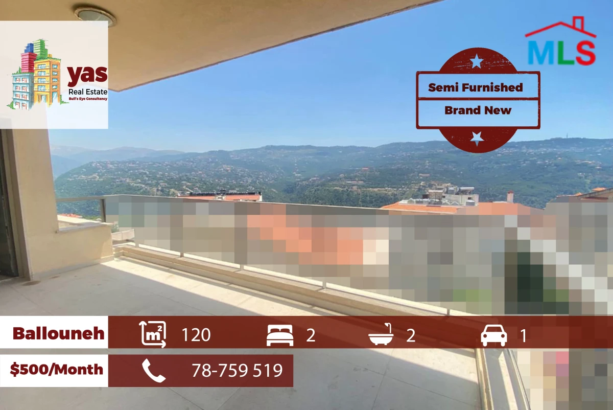 Ballouneh 120m2 | Semi Furnished | Rent | Brand New | KS