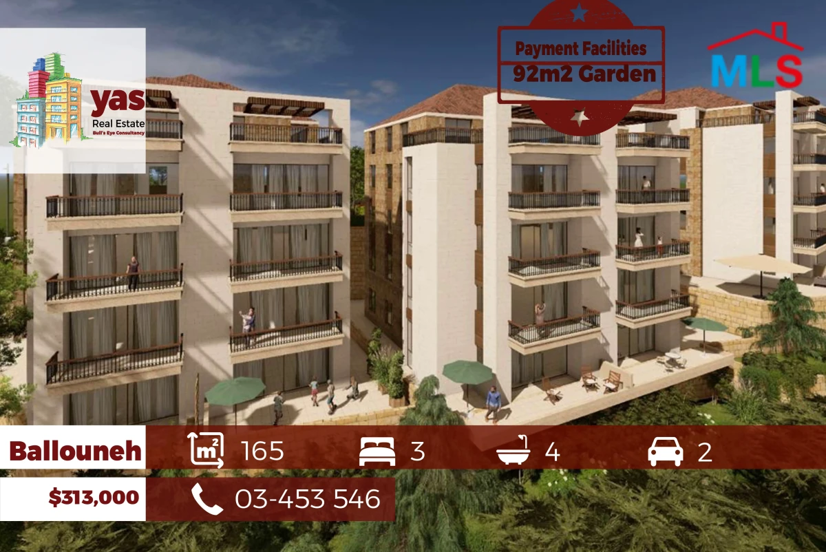Ballouneh 165m2 | 92m2 Garden | Payment Facilities | Luxury | GA